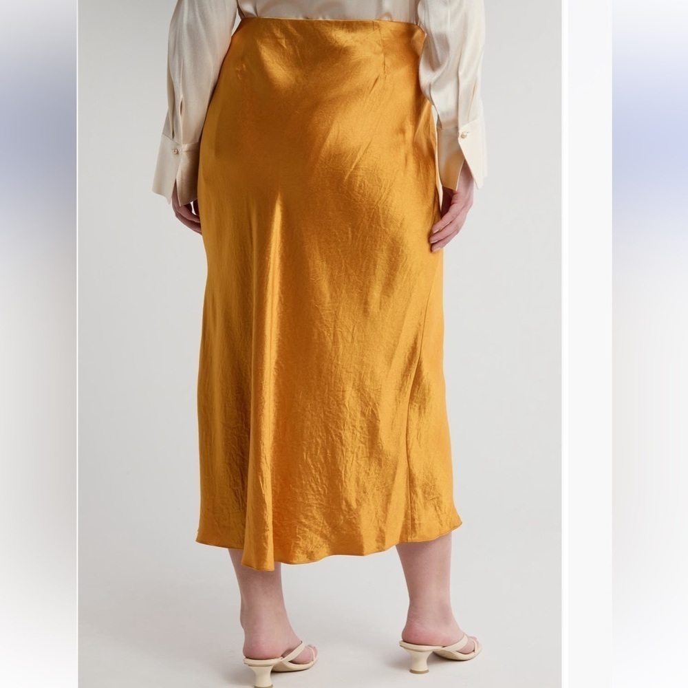 NWT Vince Plus Size Elegant Side Slit Gold Sap Women's Midi Skirt Sz 1X - Picture 4 of 5